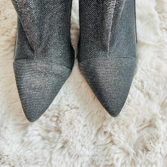 Guess silver sparkly high heel pointed toe sock boots - Picture 3 of 12